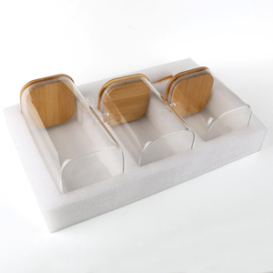 Tapa hermética Cocina cuadrada Almacenamiento en el hogar Frascos de vidrio Contenedores <span class=keywords><strong>con</strong></span> tapas de bambú y <span class=keywords><strong>cuchara</strong></span> - Product Image 6