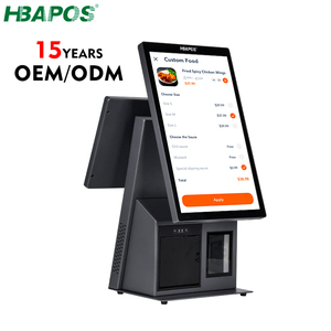 HBAPOS Custom Metal Dual 15.6 Inch Touch Screen Desktop Payment Kiosk All In One PC - Product Image 1