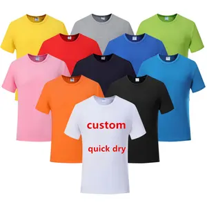 Hızlı kuru t shirt polyester erkekler düz özel boş t shirt baskı tişörtleri beyaz süblimasyon polyester hızlı kuru t-shirt