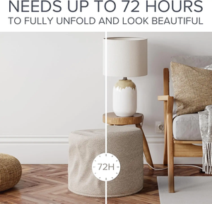 Taburete de estilo modernista personalizado, PUF de asiento redondo con compresa de vacío blanca otomana para sala de estar - Product Image 5