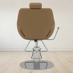Sillón de Barbería Reclinable Ajustable de Lujo en Dorado con Cuero Marrón para Salón y Hospital, Silla Profesional para Barbería - Product Image 5