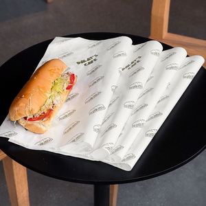 Papier d'emballage pour hamburgers biodégradable en PE résistant à la graisse, écologique, à une face, de qualité alimentaire, pour sandwichs, hamburgers, hot-dogs - Product Image 1