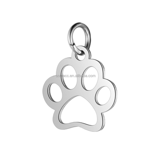 Stainless Steel Paw Print <b>Charm</b> <b>Silver</b> Plated Cute Animal Shape Pendant For Jewelry Making Unisex Gift - Product Image 2