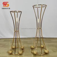 Support de bougie et vase à fleurs en métal doré lisse de 80 cm/100 cm pour centre de table de mariage et décoration de fête