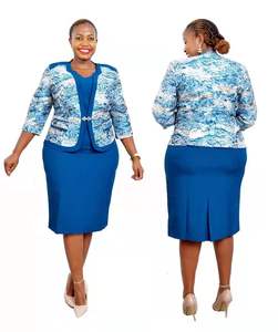 CFA6526 Nuovo Abito Africano Stampato Taglie Forti, Abito Formale da <span class=keywords><strong>Ufficio</strong></span> Turco per Donne con Giacca, Set 2 Pezzi - Product Image 3