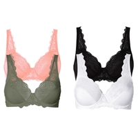 Ventes en gros de lingerie grande taille 40 42 44 46 B C D E F Cup Soutien-gorge en dentelle florale pour femmes Non rembourré Soutien-gorge à armatures pour femmes rondes