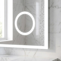 Miroir de salle de bain mural à LED avec miroir de maquillage, commande tactile, lumière à intensité réglable, anti-buée, miroir éclairé par LED pour salle de bain