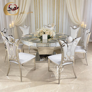 Table de salle à manger rectangulaire moderne en acier inoxydable doré/doré rose avec plateau en verre pour la maison, l'hôtel, l'extérieur et les appartements - Product Image 5