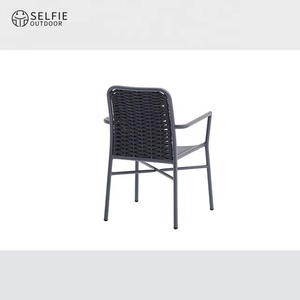 Meubles de café modernes en aluminium pour restaurant, chaise de bistrot en corde avec utilisation en cour - Product Image 3