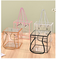 Fabricants chinois CSMD, prêts à expédier, boîtes en plastique transparentes avec poignée torsadée, garnitures brunes, en PET, 12x12x12 cm, vente en gros