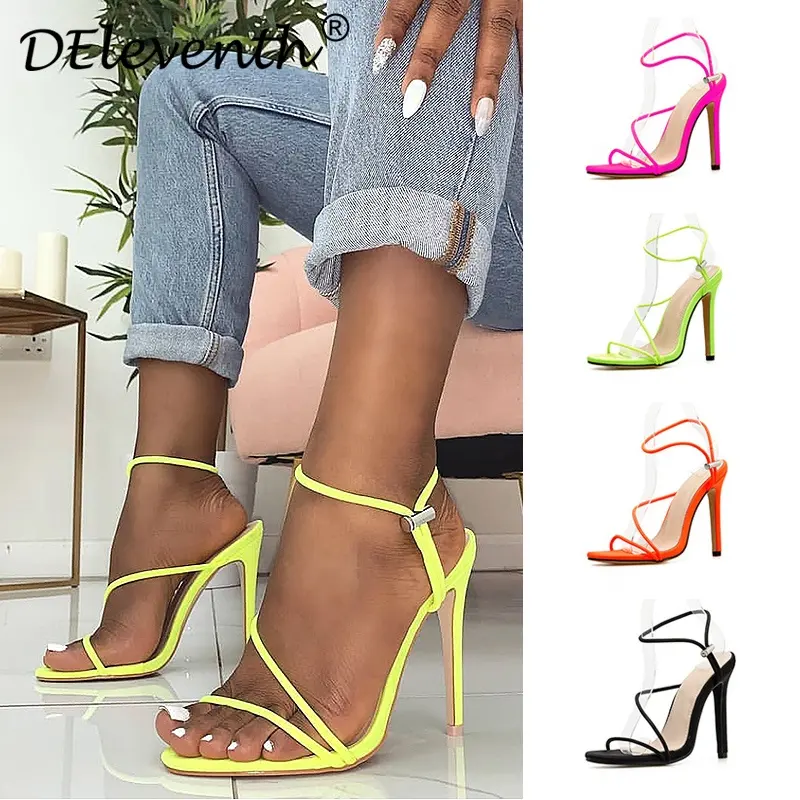 101973 New Summer Women's Sandals Open Toe Ankle Strap High Heels Stilettos Fashion Ladies Shoes women heels designer heels
