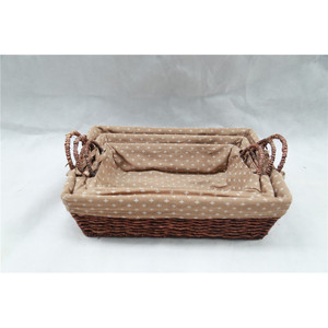 Panier de rangement rectangulaire en trois parties, tissé en feuilles de maïs, avec poignées en tissu de coton, pour l'organisation domestique - Product Image 2