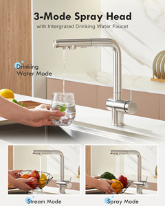 Robinet monocommande moderne en acier inoxydable 304, direct usine, pour évier de cuisine, avec cartouche céramique pour eau potable, idéal pour hôtels - Product Image 3