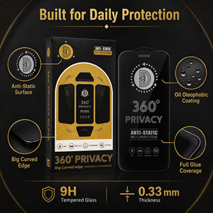 ฟิล์มกันรอยกระจกนิรภัย Golden Diamond ESD 4 <span class=keywords><strong>ท</strong></span>าง ป้องกันการมองเห็น 360 องศา ขอบกระจกใส รองรับการสัมผัสหน้าจอ สำหรับ iPhone 16 17 18 Pro <span class=keywords><strong>Max</strong></span> - Product Image 3