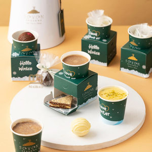 Porte-gobelet à café 2 en <span class=keywords><strong>1</strong></span> imprimé personnalisé avec boîte à dessert Boîte à emporter thé de l'après-midi Muffin gâteau pâtisserie avec insertion de tasse Boîte à bonbons - Product Image 5