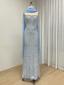 MD50088 abiti rosa da donna eleganti per l'alta qualità con cristalli di perline e paillettes e sirena abiti da sera formali - Product Image 5