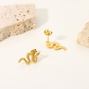 Pendientes de Serpiente de Oro de 18k para Mujer, Diseño Divertido y Moderno, Joyería - Product Image 4