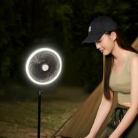 Ventilateur de camping extérieur à base triangulaire, télécommande, éclairage, silencieux 37-45 dB, batterie 10000 mAh, ventilateur de bureau rechargeable