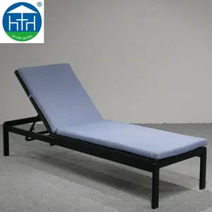 Simple textile fabric sunbed with aluminum frame chaise lounger hotel outdoor beach beds sun lounger