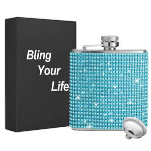 กระติกน้ำสแตนเลสขนาดเล็ก 6 ออนซ์ ประดับกลิตเตอร์และเพชรเทียม สำหรับผู้หญิง - พกพาสะดวก เหมาะสำหรับเป็นของแจก - Product Image 2