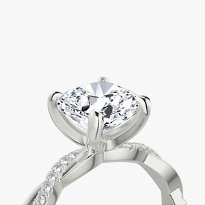 Anillo de Diamantes Clásico TWISTED CUSHION de Oro Blanco de 18 Quilates con Certificado IGI para Compromiso y Boda - Product Image 1