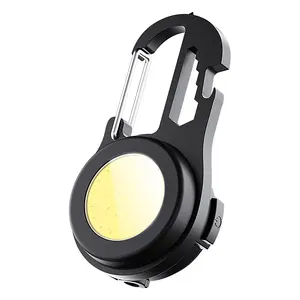 USB Mini COB Keychain Flashlight Work Light Portable Emergency Light LED Keyring Torch With 4 Lighting Modes