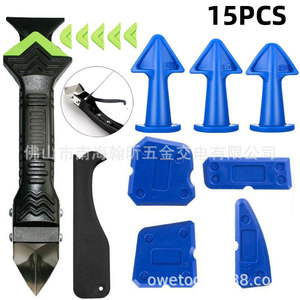 Lot de 15 outils de jointoiement 5-en-1 en métal avec buse, grattoir et couteau à crochet pour accessoires de carrelage de construction - Product Image 1