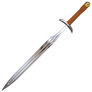 ดาบแฟนตาซีคลาสสิกจากภาพยนตร์/เกม ด้ามจับหุ้มหนังสีน้ำตาล หัวดาบทรงกลมแบบวินเทจ สำหรับคอสเพลย์และสะสม - Product Image 3