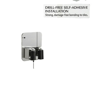Support mural adhésif en acier inoxydable pour balai, forme rectangulaire, design minimaliste, pour salle de bain - Product Image 1