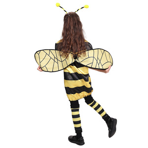 Costume de robe d'abeille rayée avec antennes et ailes pour filles, fête d'Halloween, cosplay - Product Image 3