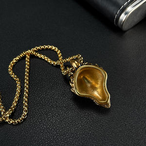 हिप हॉप स्टेनलेस स्टील विंटेज स्टेनलेस स्टील प्राचीन सोने चांदी ड्रैगन सिर पेलेंट लिंक चेन हार पुरुषों के लिए - Product Image 6