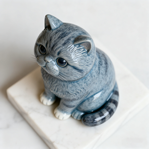 Figura de <span class=keywords><strong>Gato</strong></span> Tabby <span class=keywords><strong>Gris</strong></span> Hecha a Mano con Resina, Linda Estatua de Gatito para Decoración del Hogar - Product Image 1