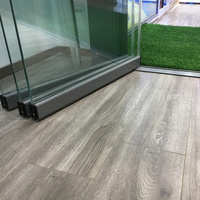 Porte patio transparente pliante en verre sans cadre pour véranda