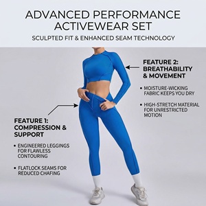 <span class=keywords><strong>Set</strong></span> da Donna per <span class=keywords><strong>Palestra</strong></span>: Top a Maniche Lunghe e Leggings, Abbigliamento Sportivo Traspirante, Completo Fitness - Product Image 2