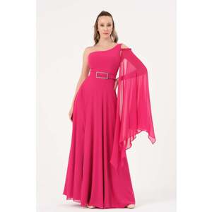 DANS Haut décontracté pour femme, couleur unie fuchsia, coupe régulière, col rond, manches courtes, pour un usage quotidien et un look élégant - Product Image 2