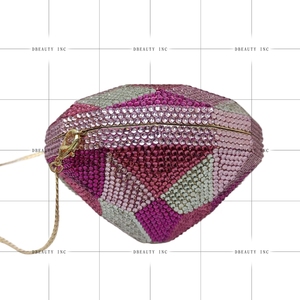 Pochette de soirée 3D en diamant, sac à main orné de strass et de perles de cristal pour fêtes, mariages et bals de promo - Product Image 4