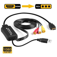 Convertidor de hdmi a av de alta definición, hdmi a av con fuente de alimentación y cable rca, ordenador conectado al proyector, venta al por mayor
