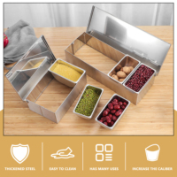 YITIAN Grossiste Boîte à épices à 6 compartiments en acier inoxydable 304, boîte à ingrédients, boîte à sauce au fromage, boîte à sel, boîte à sucre, pot à épices, outil de pâtisserie