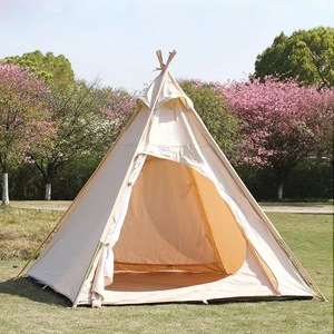 Tienda de Campaña Piramidal India para Acampar al Aire Libre, Impermeable y con Protección Solar, Toldo de Algodón, Tienda de Campaña Ligera para 2-4 Personas - Product Image 1