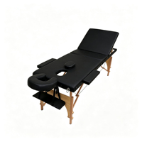 Table de massage pliante de luxe à 3 sections avec pieds en bois, hauteur réglable, table de spa professionnelle
