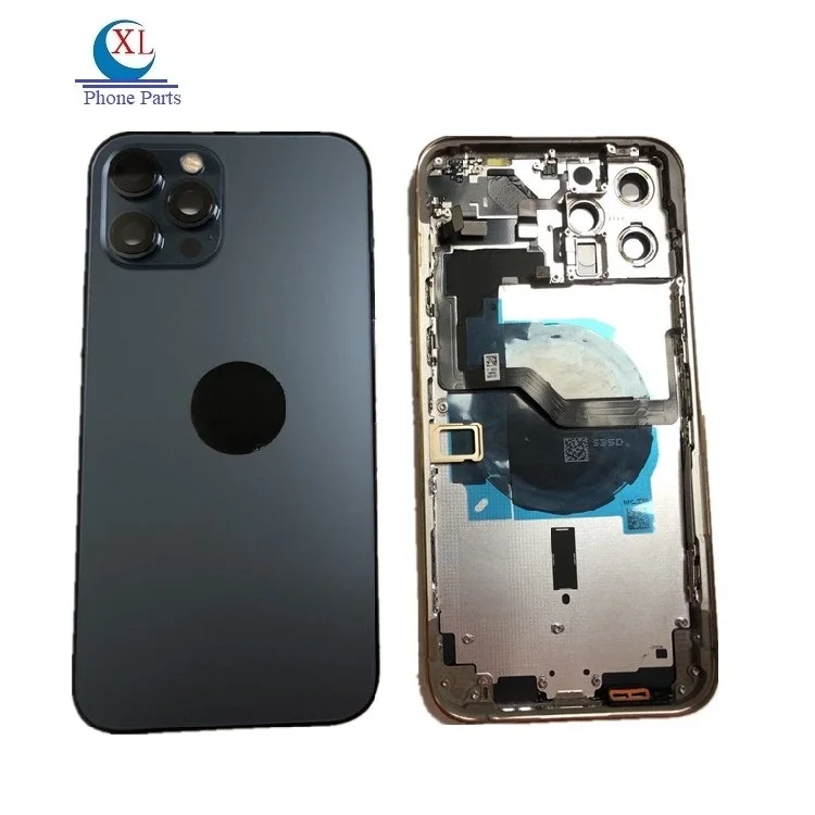1 шт., задняя крышка батарейного отсека с мелкими деталями для iPhone 12 Pro Max, металлическая рамка, корпус, задний Чехол с гибкой громкостью питания