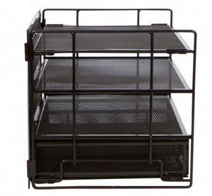 Metal Desktop <b>File</b> <b>Organizer</b> Hanging Mesh <b>File</b> Holder with 4 Trays and 2 Pen Holders Office Desk <b>Organizer</b> - Product Image 4
