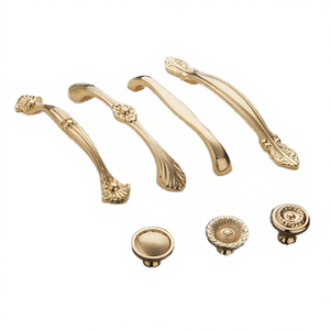 Luxury Golden Brass Cabinet <strong>Knobs</strong> and Pulls for Bedroom and Kitchen Furniture Hardware with Midcentury Modern Design - Product Image 4