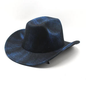 नीले कढ़ाई विंटेज पश्चिमी काउबॉय टोपी बनावट सुंदर ब्रिटिश जैज़ आकस्मिक चार सीज़न पुरुषों महिलाओं के लिए यात्रा - Product Image 6