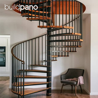 Escalier circulaire en métal sur mesure avec marches en marbre, chêne ou noyer pour villas modernes, appartements et espaces commerciaux