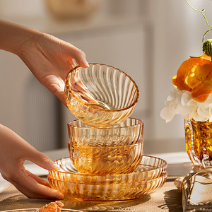 Ensemble de bols en verre Deslang, 4 pièces, passe au micro-ondes, jaune coucher de soleil, style chinois, boîte cadeau pour l'inauguration d'une maison - Product Image 2