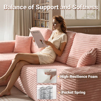 Meilleure vente européenne et américaine : Ensemble de canapé d'angle en L avec chaise longue, sans structure, à compression, en tissu, design minimaliste, emballé sous vide