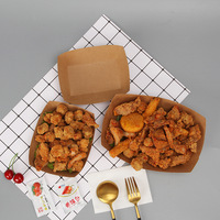 Op maat gemaakte biologisch afbreekbare papieren bootvormige schaal, wegwerpbaar kraftpapier snackbakje voor gefrituurde kip, sushi en fruit