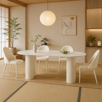 Ensemble de table à manger en marbre, plateau rectangulaire en pierre frittée, base en métal, mobilier de salle à manger élégant pour hôtel, restaurant