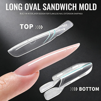 120 moules à ongles carrés réutilisables en PP transparent, double couverture complète, pour manucure supérieure et inférieure